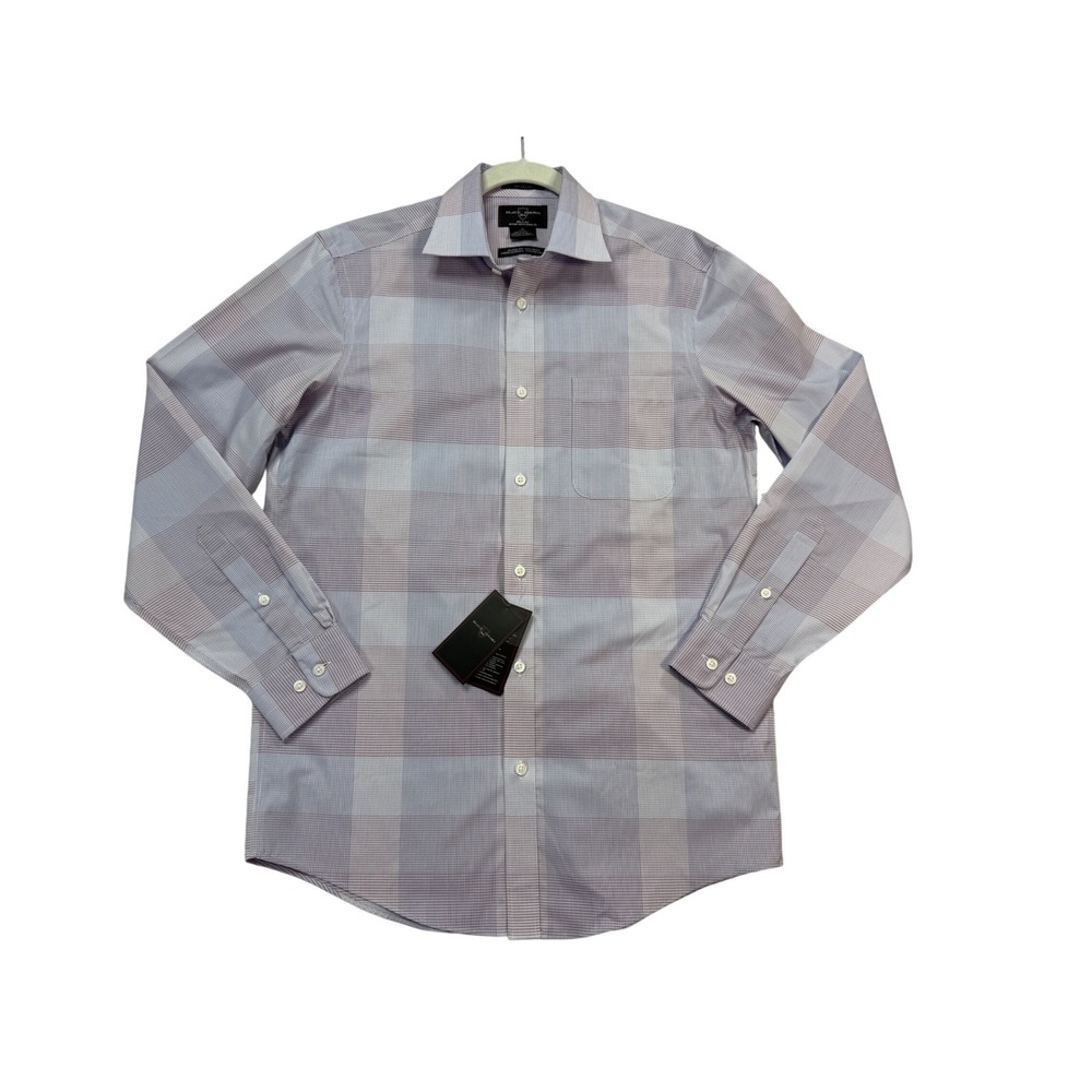 Black Brown 1826 Dress Shirt Mens 15 32/33 Purple Plaid NWT Non Iron Classic Fit
